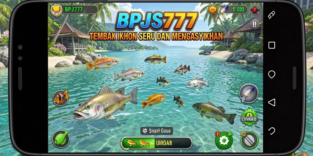 Tampilan gameplay BPJS777 dengan berbagai ikan menarik untuk ditembak.