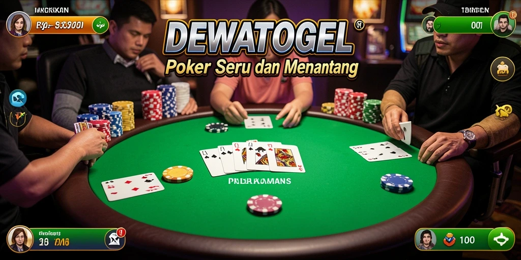 Tampilan gameplay Poker yang menarik dan seru di DEWATOGEL.