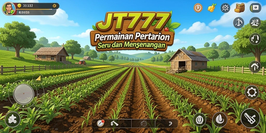 Screenshot dari gameplay JT777 yang penuh warna dan interaksi pertanian.