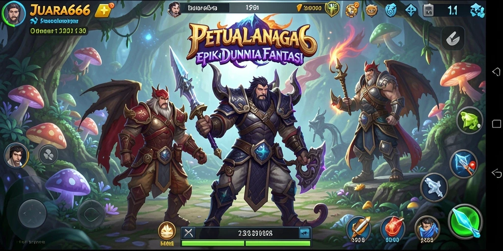 Tangkapan layar JUARA666 menampilkan pertempuran di dunia fantasi yang mengesankan.