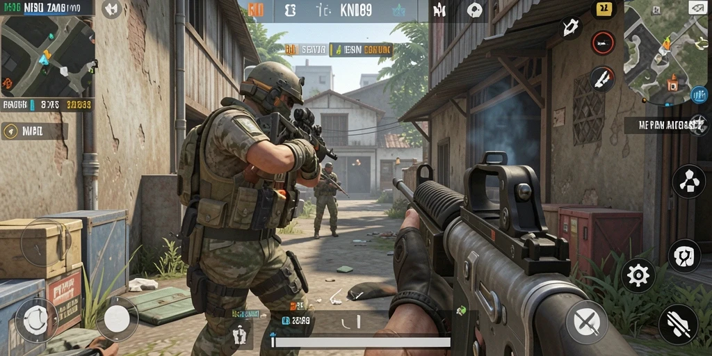 Tangkapan layar gameplay menampilkan aksi seru dalam game FPS KNO89.