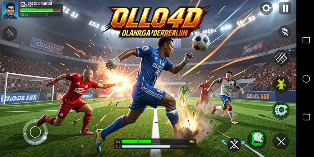 Tampilan gameplay seru dalam arena olahraga kompetitif.